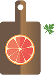 Grapefruit on cutting board graphic